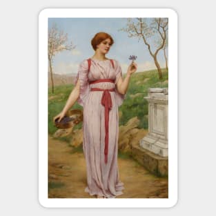 The Posy by John William Godward Sticker